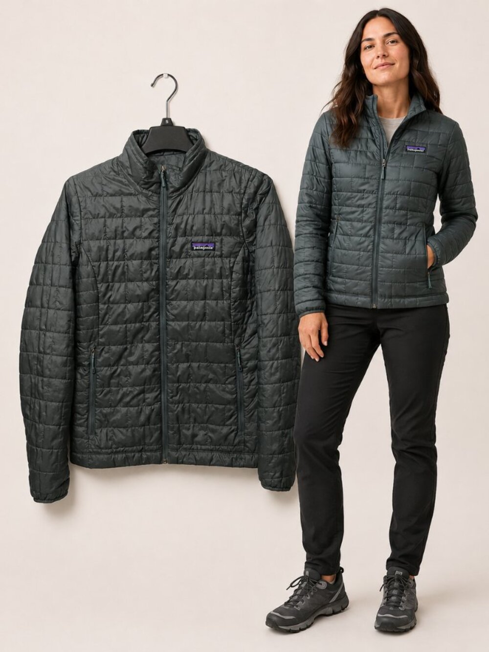 Patagonia Women Nano Puff Jacket S Gray Green Prima Loft Gorpcore Outdoor Hiking